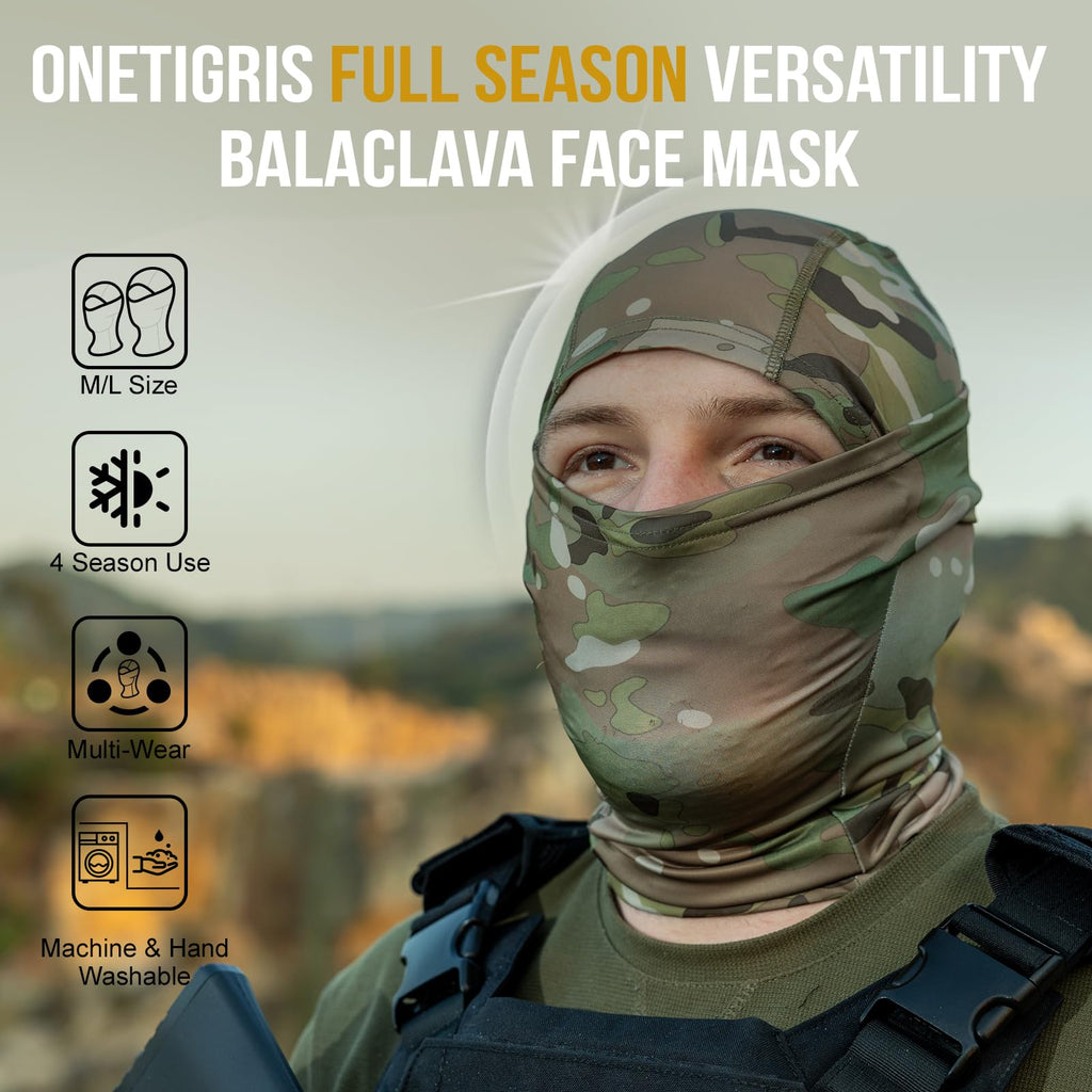 OneTigris Balaclava Face Mask Men, Women's Full Head Wrap Motorcycle Cooling Neck Gaiter Tactical Hood for Hiking Cycling