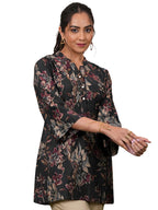Libas Women'S Silk Blend Printed Aline Kurtis (37079_Black