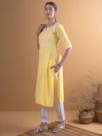 Libas Womens Cotton Straight Kurta (8479MJ_Yellow