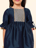 A.T.U.N. (ALL THINGS UBER NICE) Girls Pleated Gotta Patti Kurti with Dhoti Pants & Dupatta Set | Ethnic Wear Clothing Set