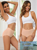 Buankoxy 5 Pack Women's Seamless Invisible Hipster Panties High Waist Underwear(7, Assorted Colors)