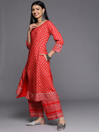 Libas WomenS Rayon Blend Printed Straight Kurtas (26241_Red