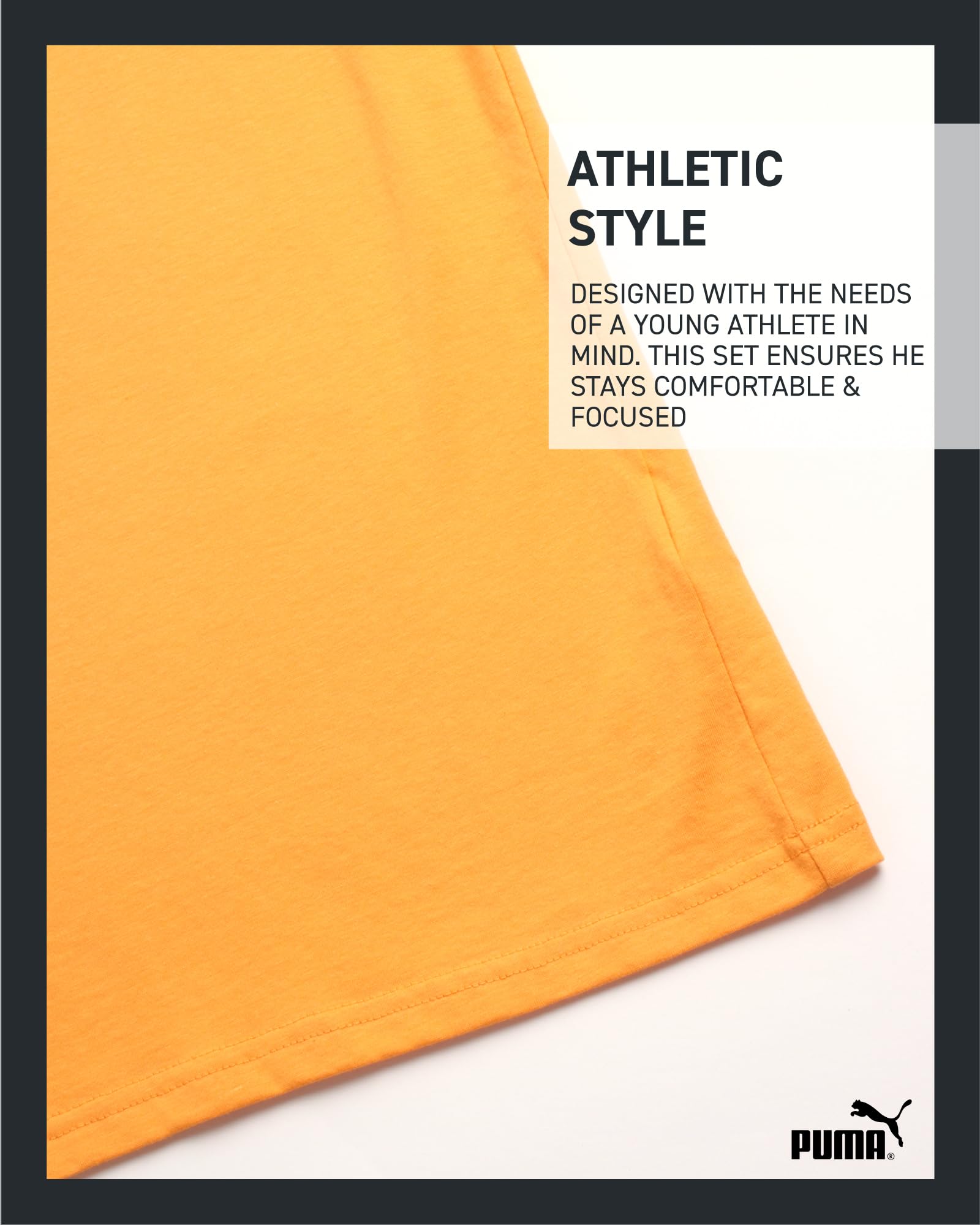 PUMA Boys' T-Shirt - Cat Logo T-Shirt for Boys - Athletic Crewneck Short Sleeve Tee (S-XL), Size Medium, Medium OrangeGrey