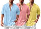 Finivo Fashion Combo Of MenS Solid Cotton Blend Straight Kurta Shirt Pack Of 3