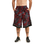 HQUEC Men's 12 Long Basketball Shorts Athletic Workout Gym Camo Shorts Below Knee Loose-Fit with Pockets Red XL
