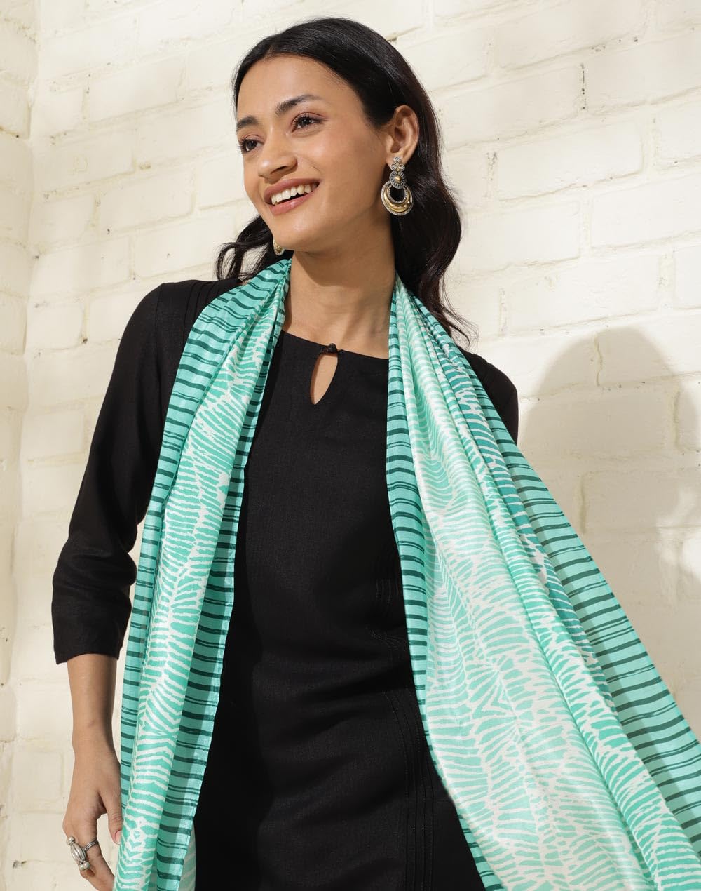Fabindia Blue Modal Printed Stole