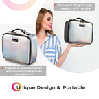 BYOOTIQUE Makeup Bag Travel Makeup Case 10 Cosmetic Storage Case Portable Makeup Artist Storage Box with Mirror & Adjustable Div