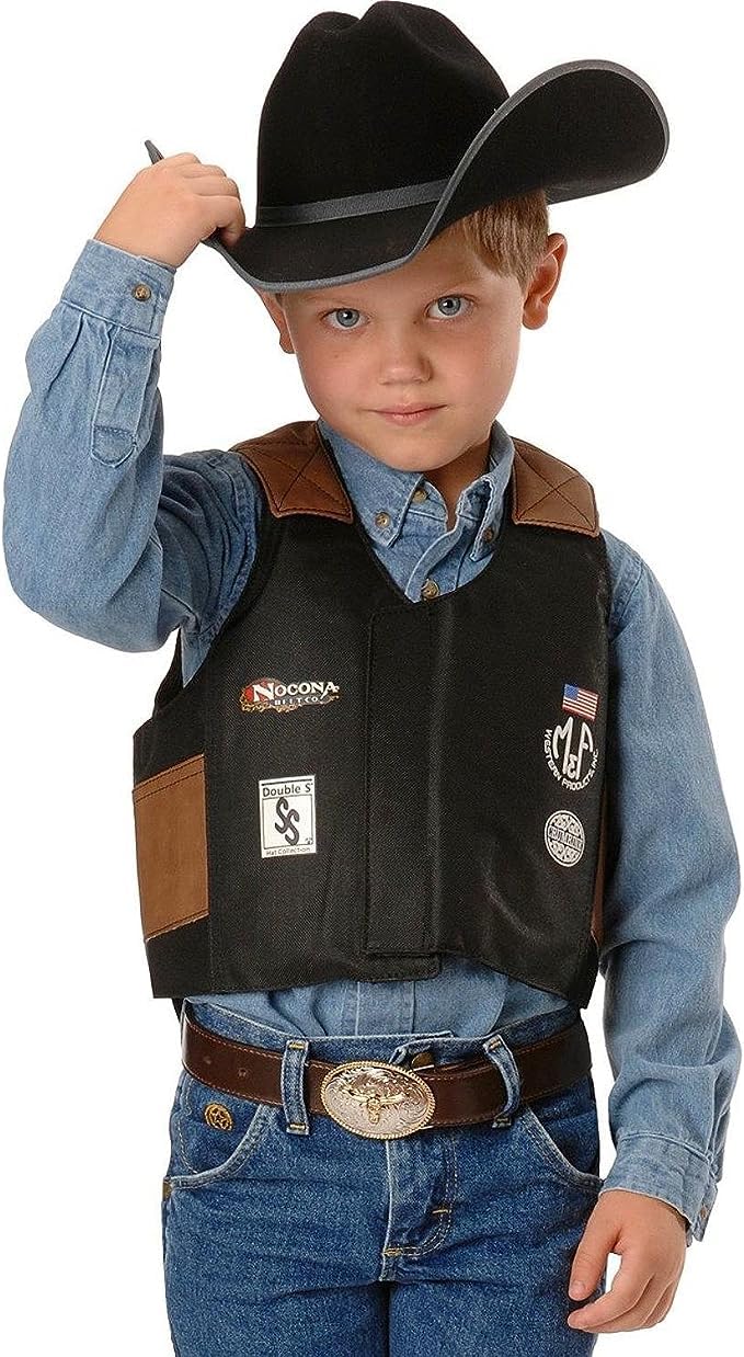 M & F Western Kids Bull Rider Play Vest 2-10 Years, Black, Small