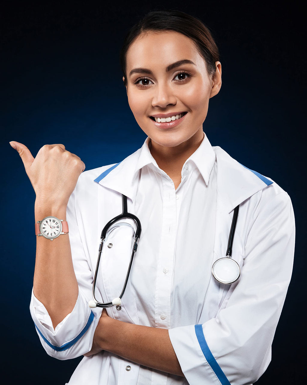 Blekon Original Nurse Watch - Medical Scrub Colors, Easy Read Dial, Second Hand, Water Resistant Watch (RED)