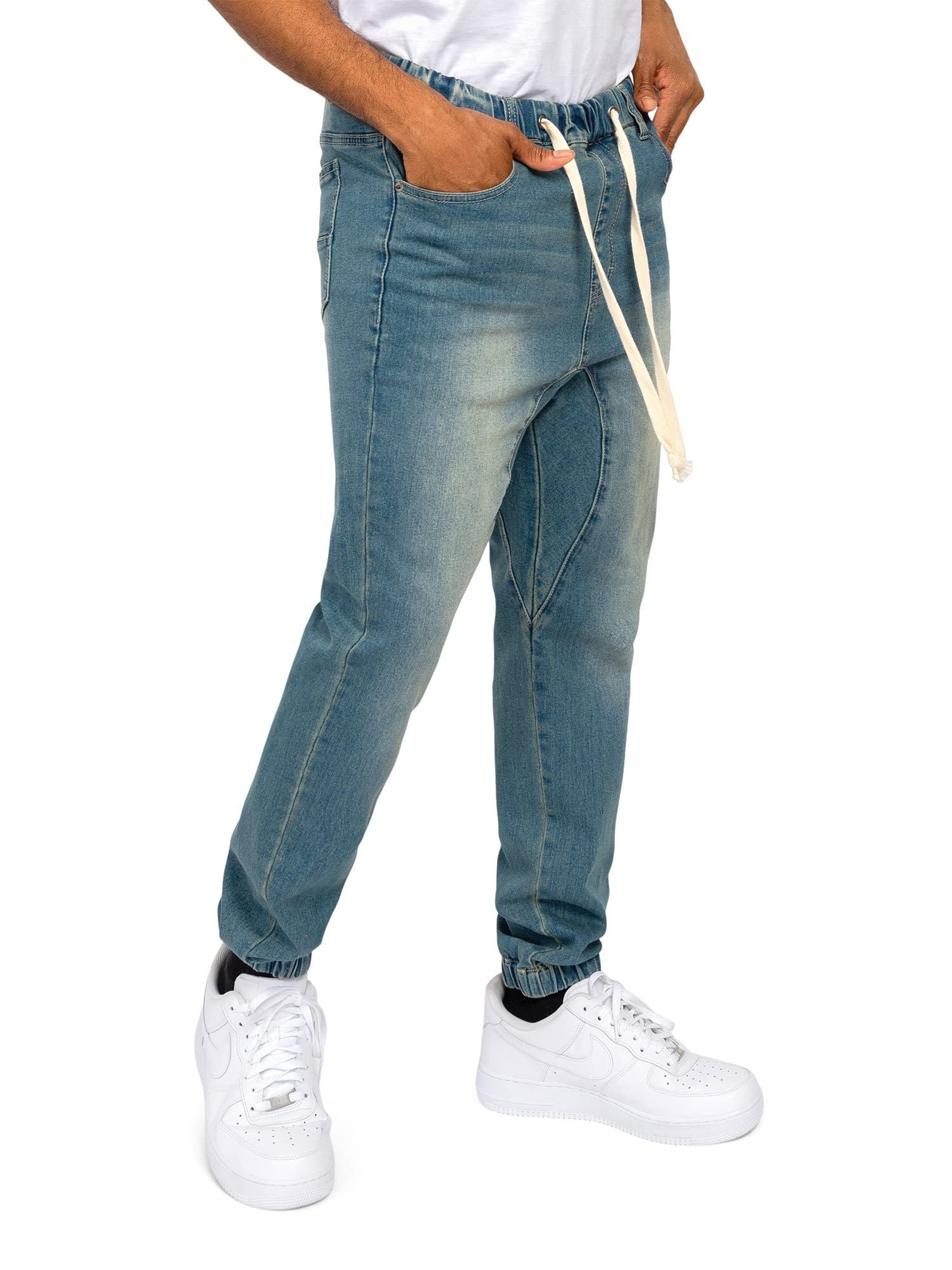 Victorious Men's Drop Crotch Joggers Denim Jean Pants JG803 - Vintage - 2X-Large