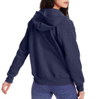 Hanes Women's EcoSmart Full-Zip Hoodie Sweatshirt, Navy Heather, x Large