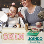 JOINDO Skin Makeup Bag, Skin Care Cosmetic Toiletry Bag, Preppy Makeup bag,Portable Makeup Zipper Pouch Storage Purse, PU Leathe