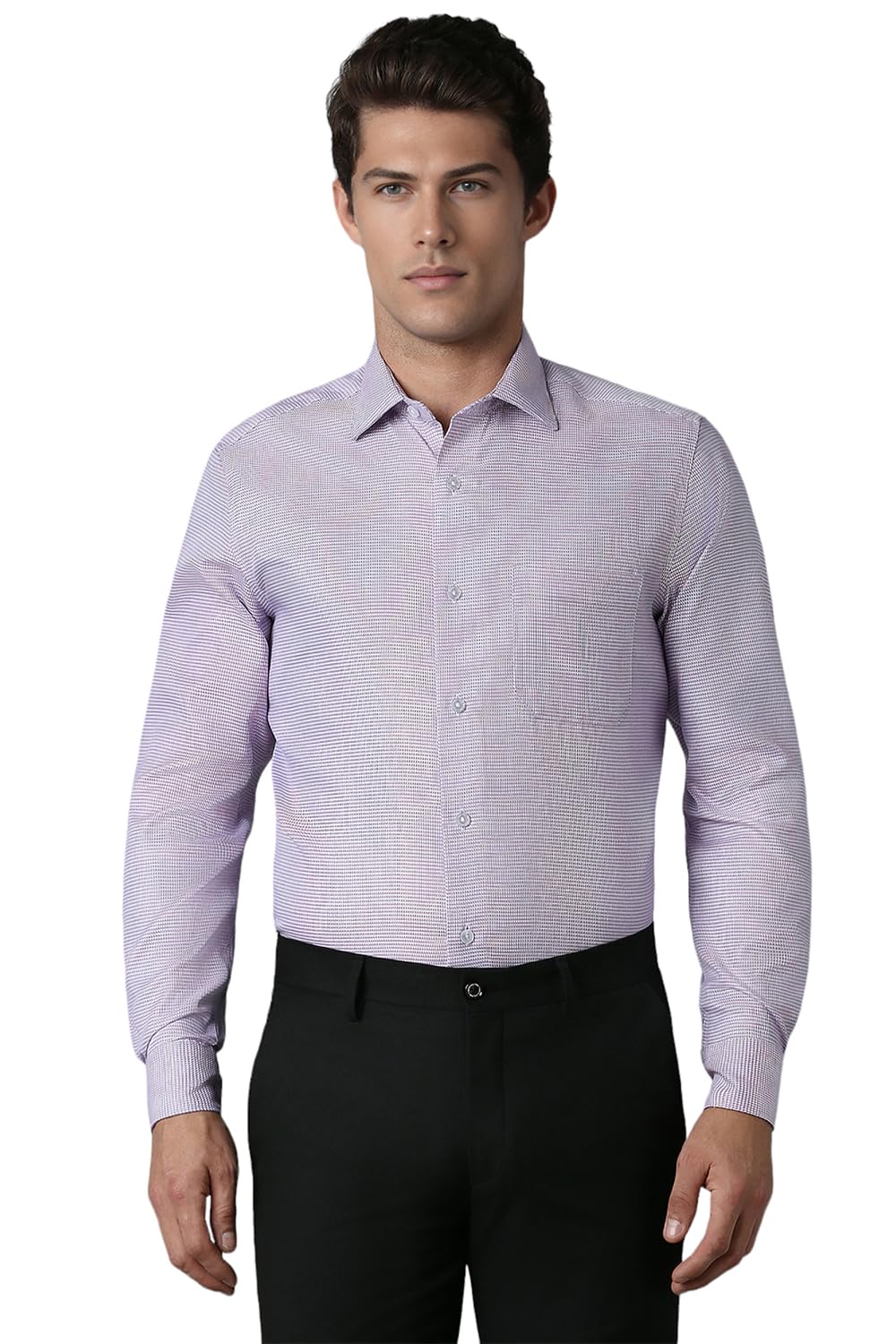 Louis Philippe Men Purple Regular Print Full Sleeves Formal Shirt