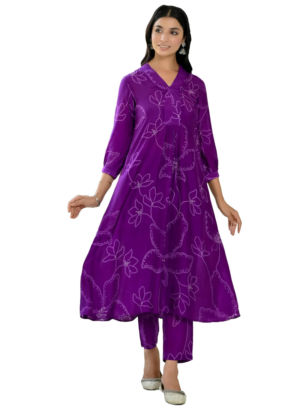 ANNI DESIGNER Womens Cotton Blend Anarkali Printed Kurta with Pant (Marup Begani_3XL_Begani_XXX-Large)