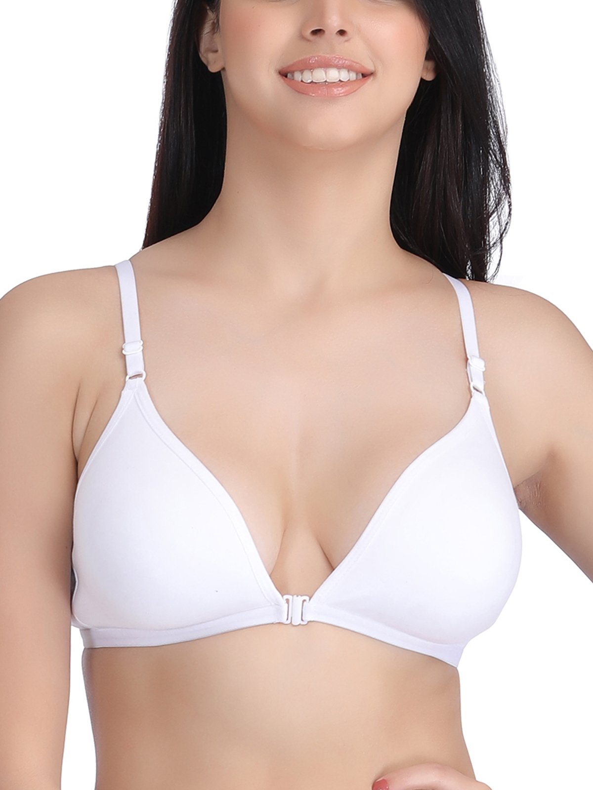 Clovia WomenS Cotton Non Padded Wire Free T-Shirt, Demi, Plunge Bra (Br0768P18_White_34B)