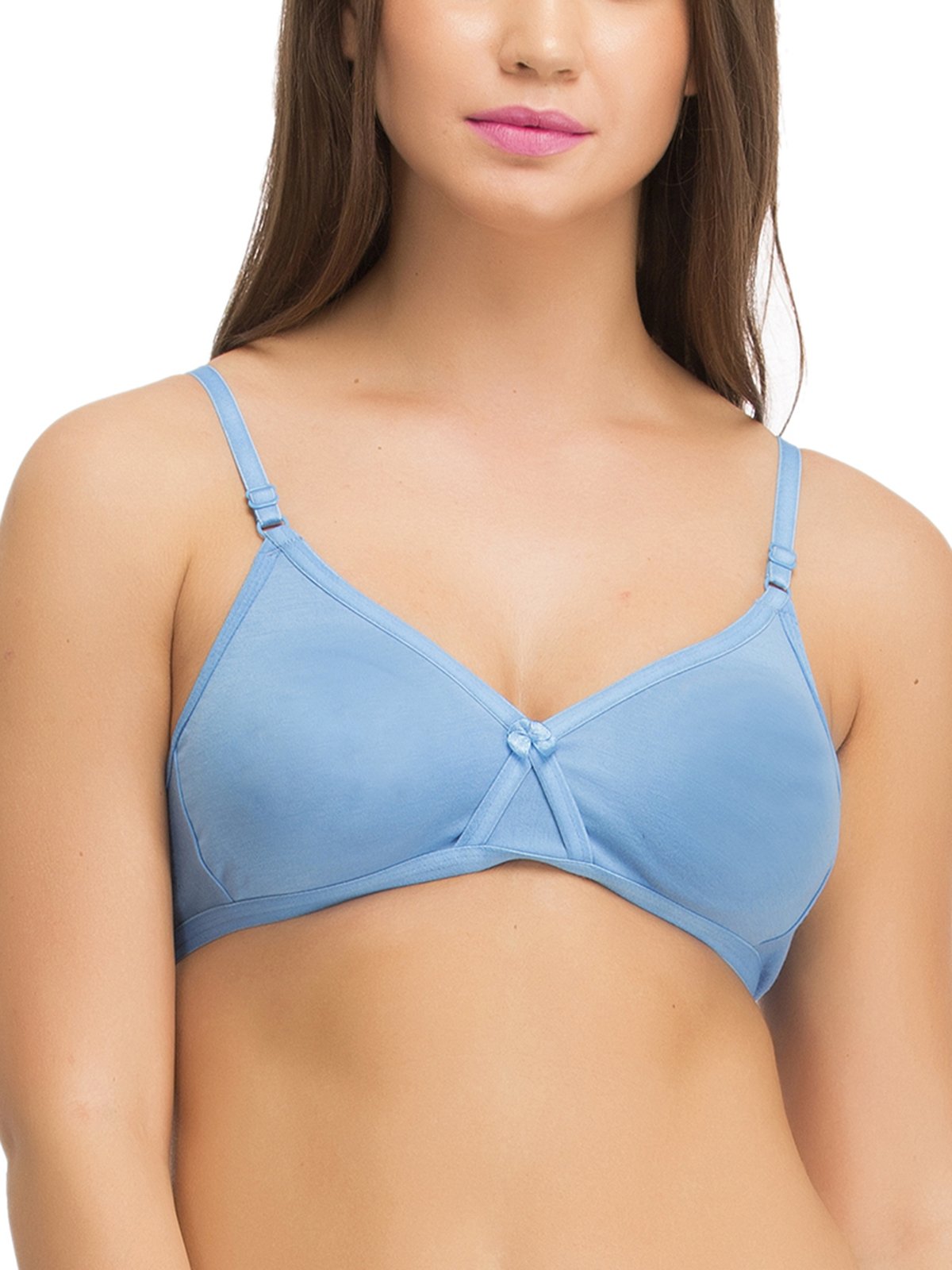 Clovia Womens Cotton Non Padded Wire Free Full Coverage Bra Blue