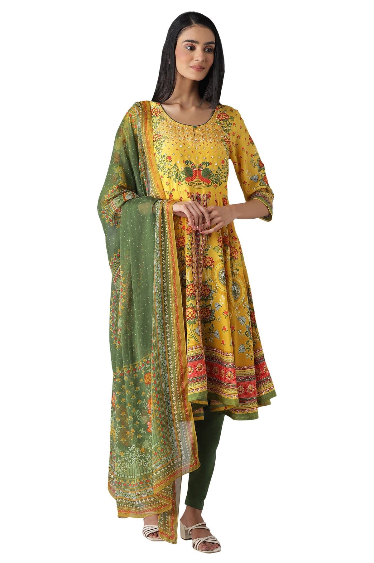 Aurelia WomenS Polyester Dress, Tight & Dupatta (22Feas12950-504980_Yellow_Xl)
