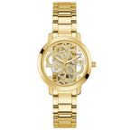GUESS Ladies Trend Clear 36mm Watch - Glitz Dial with Gold-Tone Stainless Steel Case & Bracelet