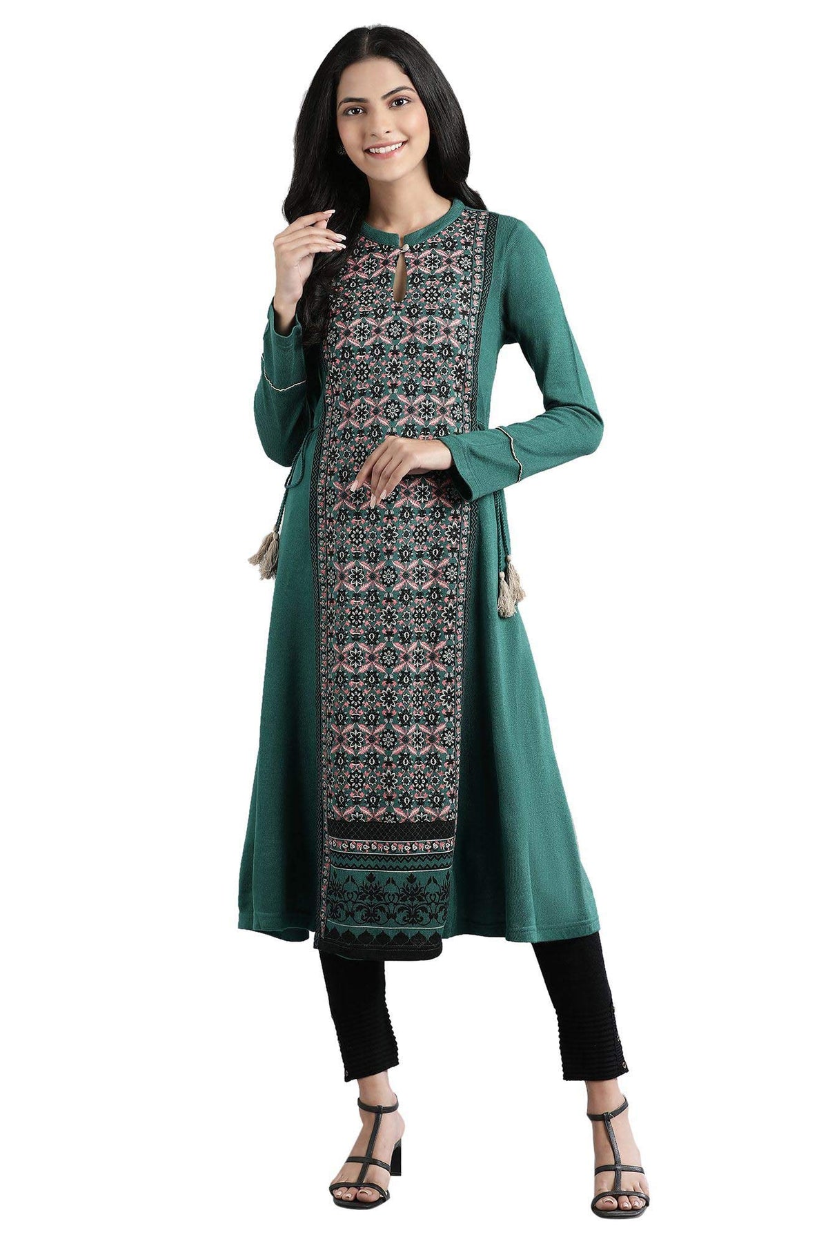 Aurelia WomenS 100% Acrylic Regular Kurta (21Noa11069-502948_Green