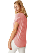 Fabricorn Combo Of Plain Dusty Rose And Bottle Green V- Neck Up And Down Cotton Tshirt For Women (Dusty Rose And Bottle Green, X