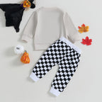 Baby Boy Halloween Pants Outfits Long Sleeve Shirts Pumpkin Sweatshirt Pants Infant Boys Fall Halloween Clothes Set (Light Grey)