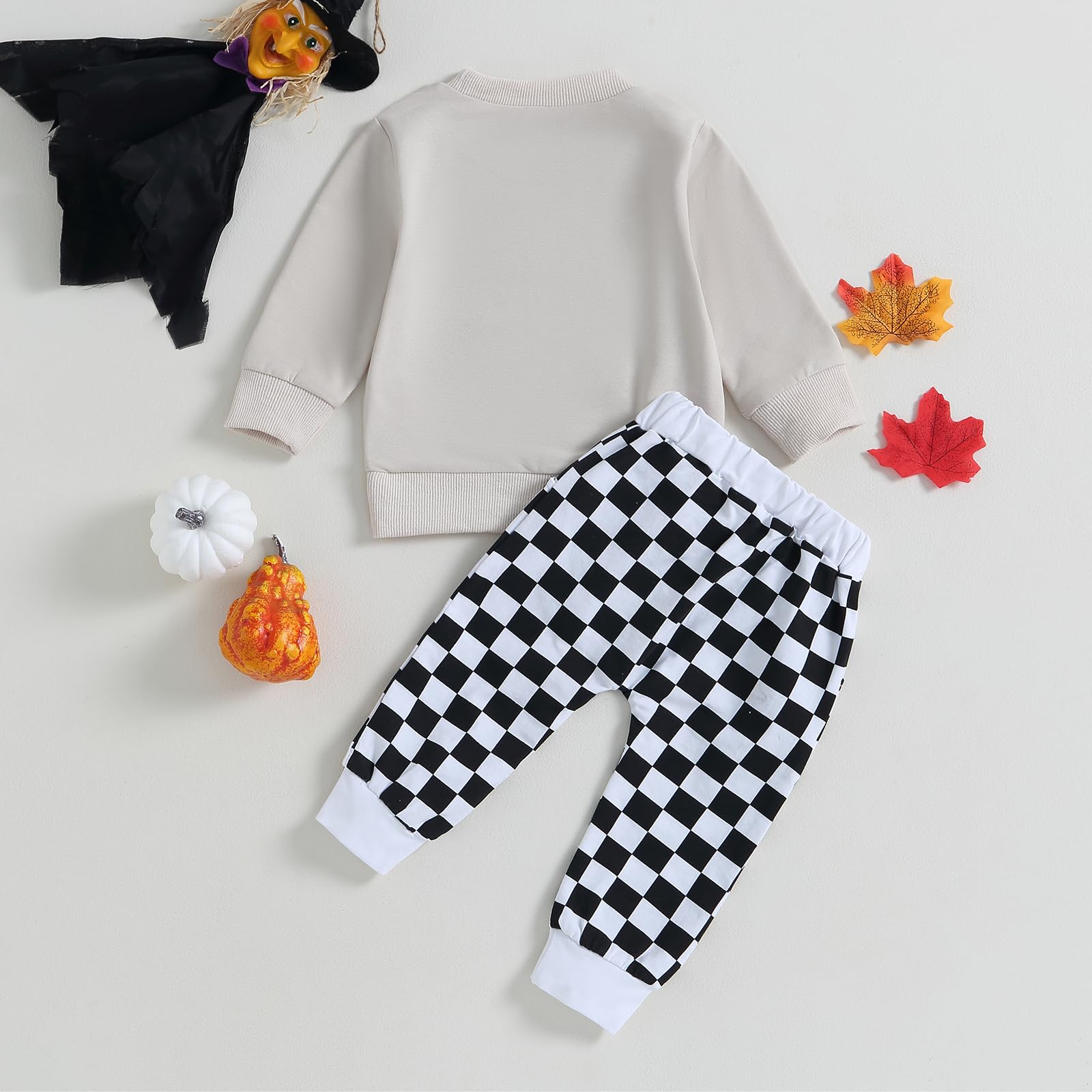Baby Boy Halloween Pants Outfits Long Sleeve Shirts Pumpkin Sweatshirt Pants Infant Boys Fall Halloween Clothes Set (Light Grey)