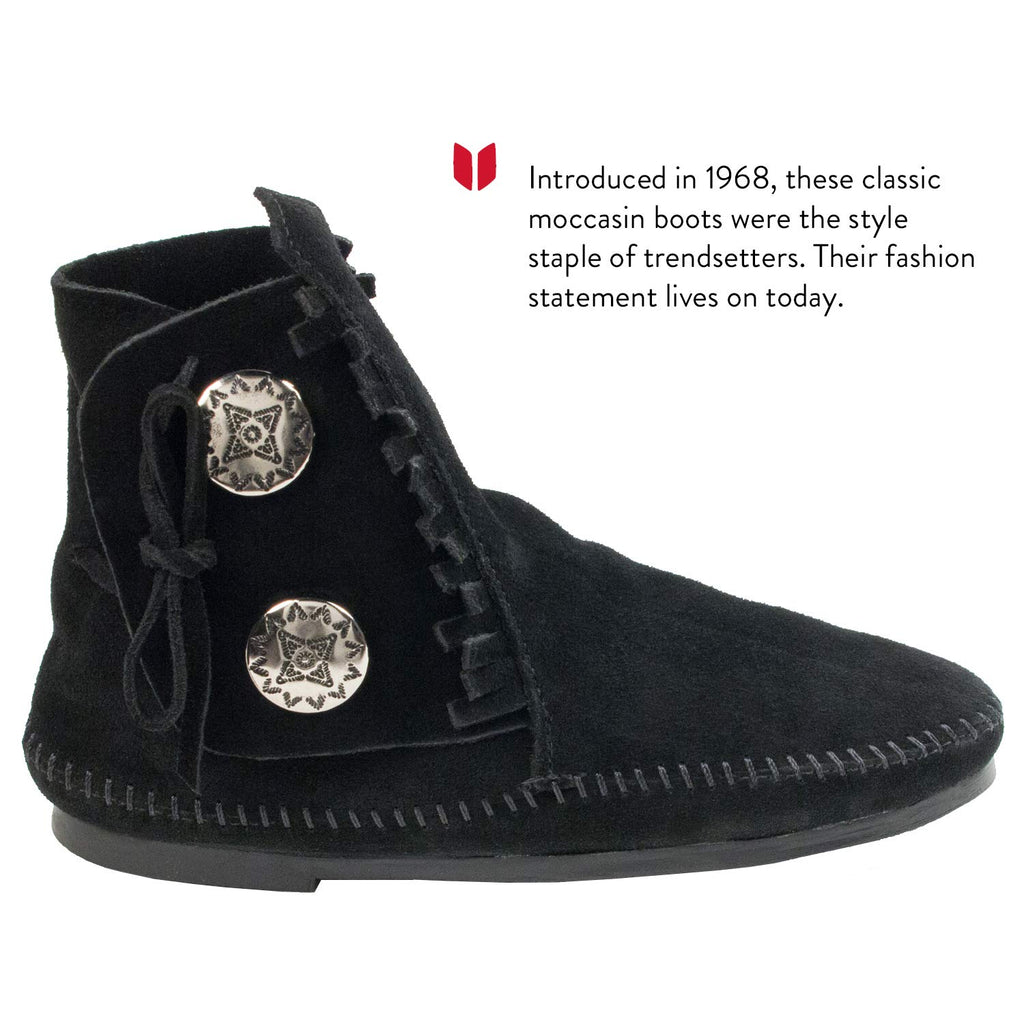 Minnetonka Women's Two Button Boot,Black,9.5 M US