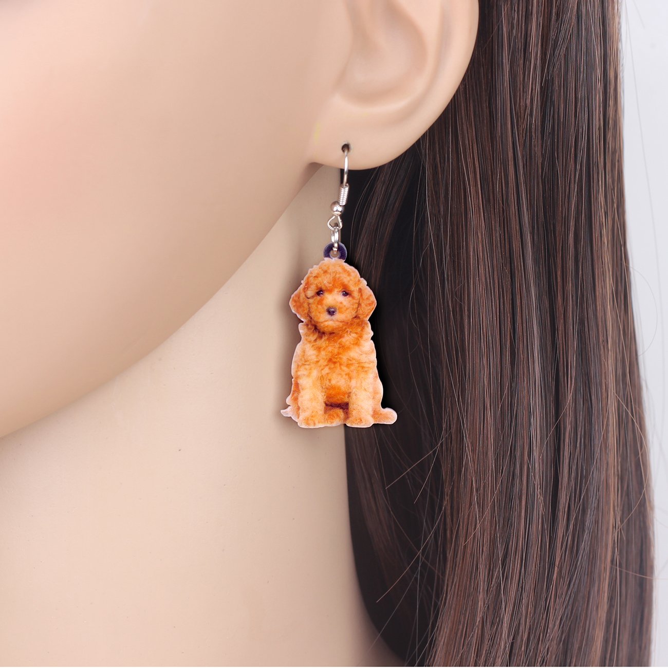 NEWEI Acrylic Cute Basket Dog earrings Drop Dangle Fashion Animal Jewelry For Women Gift Charms