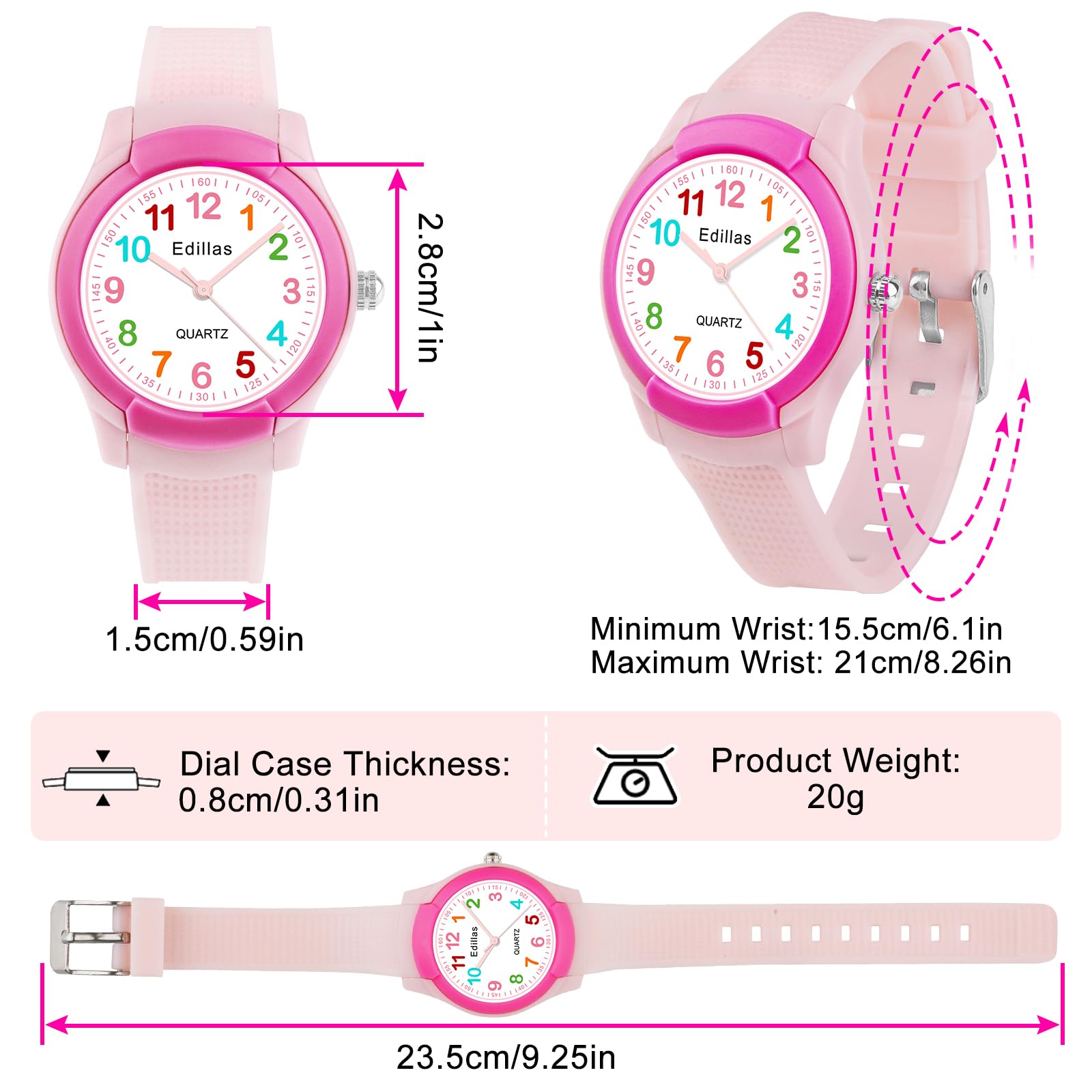 Edillas Kids Analog Watch for Girls Boys, Children Waterproof Learning Time Wristwatch Easy to Read Time Great Present for Kids