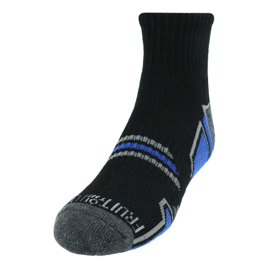 Fruit of the Loom Boys' 6-Pair Half Cushion Ankle Socks (Large (Shoe 3-9), Black 1)