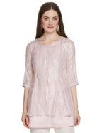 Aurelia Pink Foil Print Regular Kurti For Women