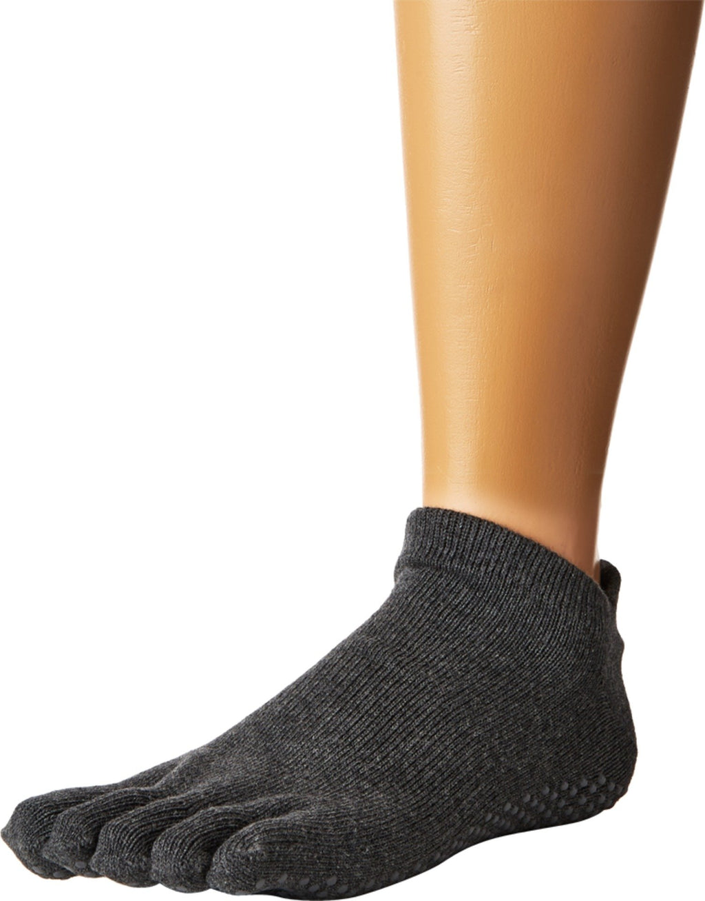ToeSox Women's Low Rise Full Toe Grip Non-Slip for Ballet, Yoga, Pilates, Barre Toe Socks, Medium, Charcoal Grey