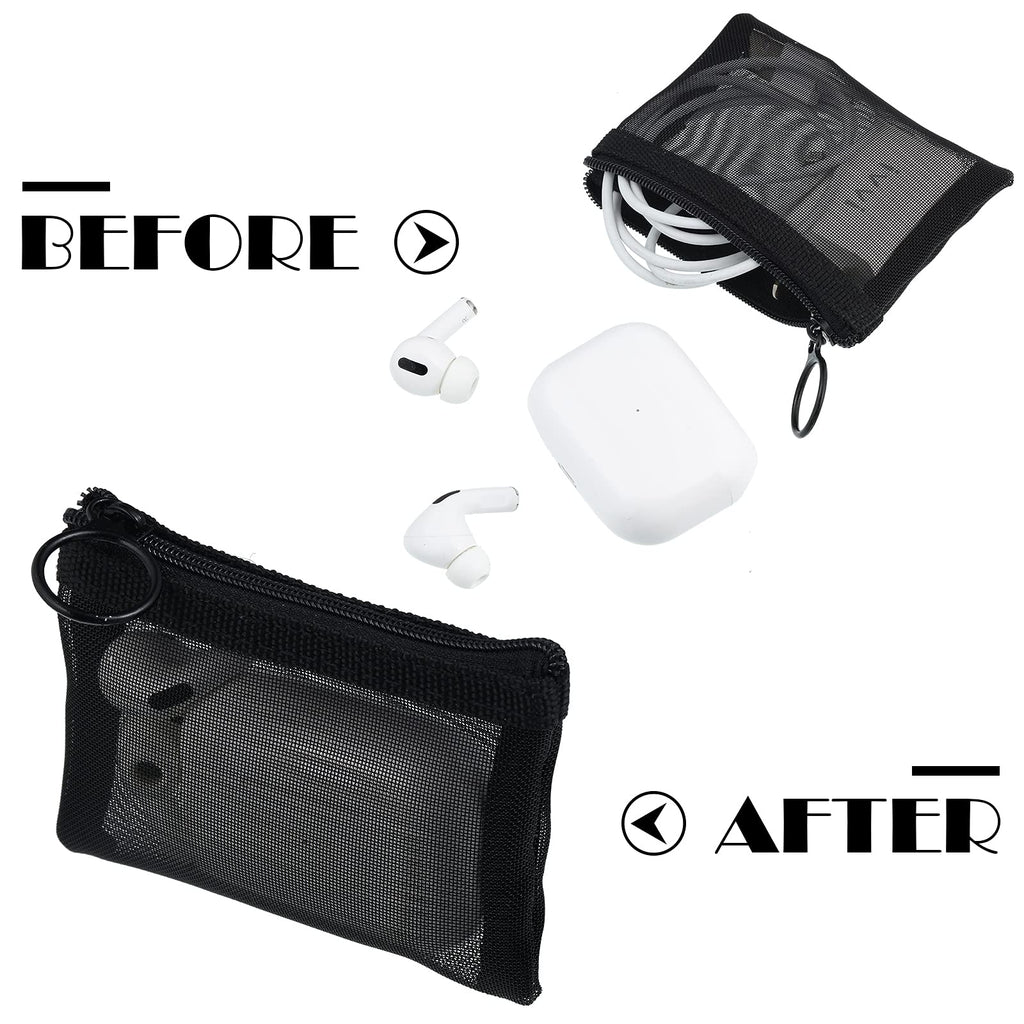 Frienda 10 Pcs Small Zipper Pouch Mini Cosmetic Bags Nylon Mesh Coin Purse Portable Cosmetic Case Storage Bags with Key Holder f