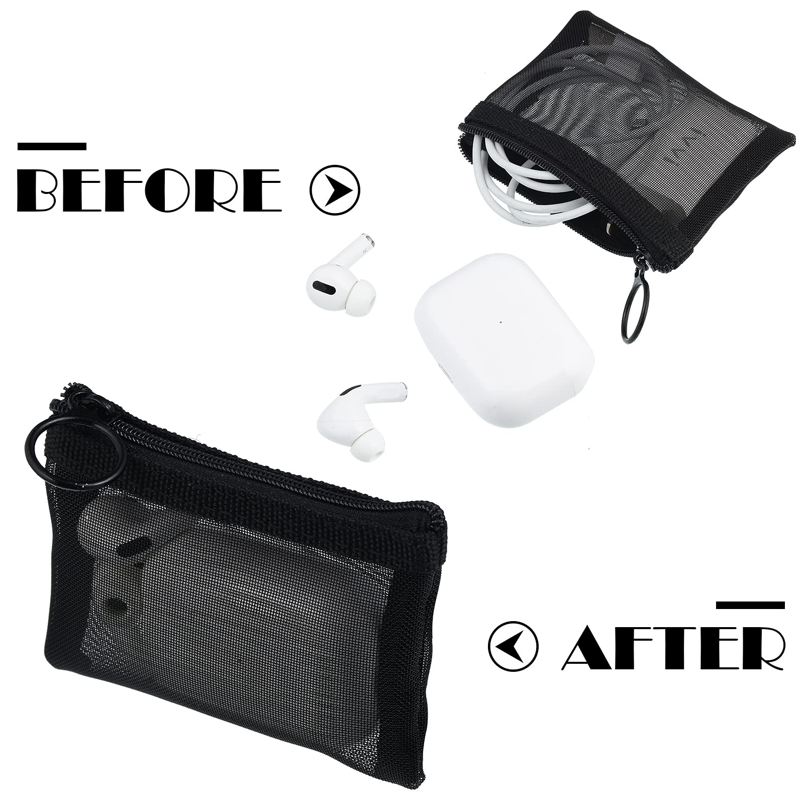 Frienda 10 Pcs Small Zipper Pouch Mini Cosmetic Bags Nylon Mesh Coin Purse Portable Cosmetic Case Storage Bags with Key Holder f