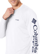 columbia Mens Terminal Tackle Long Sleeve Shirt, WhiteNightshade Logo, Large