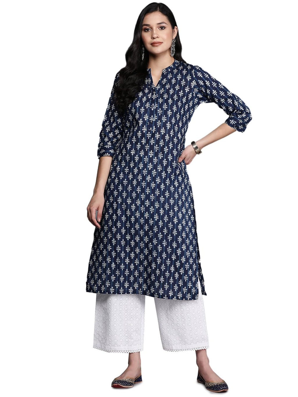 Libas WomenS Cotton Regular Kurta (26458_Blue