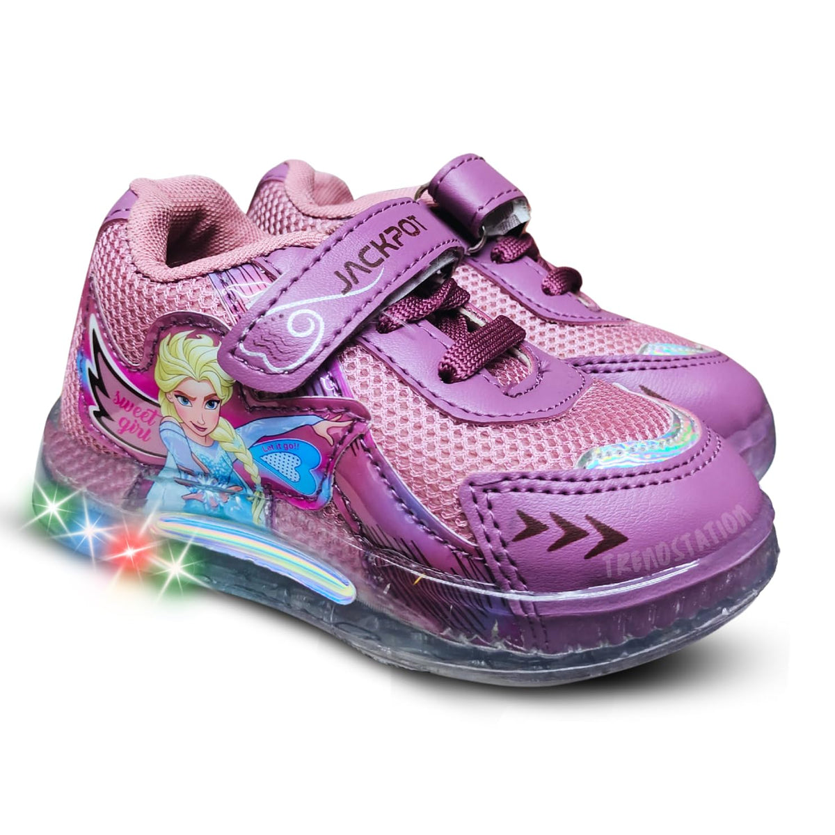 Trendstation Kids Led Light Up Shoes, AntiSlip Soles, Pink, Purple, Mint, Ages 15 Years (Purple, Uk Footwear Size System, Big  12