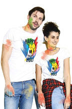 Bon Organik Couple Happy Holi Disney T-Shirt (COUPLEHOLIDBON4296_Mens L)