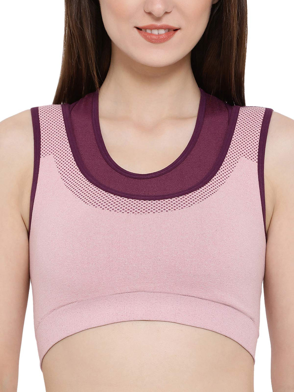 Clovia Womens Cotton Padded Wire Free Sports, Seamless Bra (BR1867P22S_Pink_S)