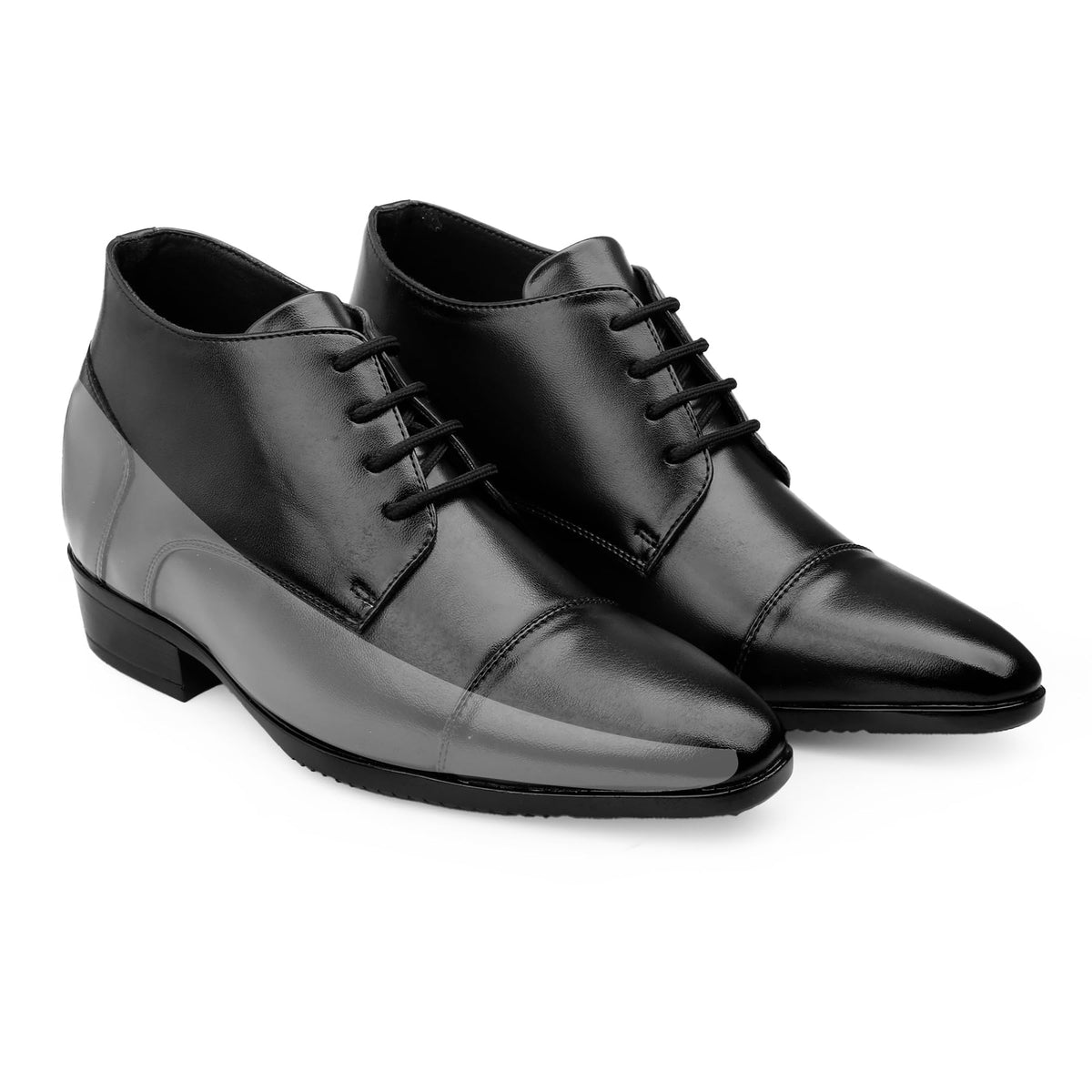 BXXY Mens 9 CM Hidden Height Increasing Faux Leather Material, Black Casual Formal Laceup Dress Boot. 7 UK 7