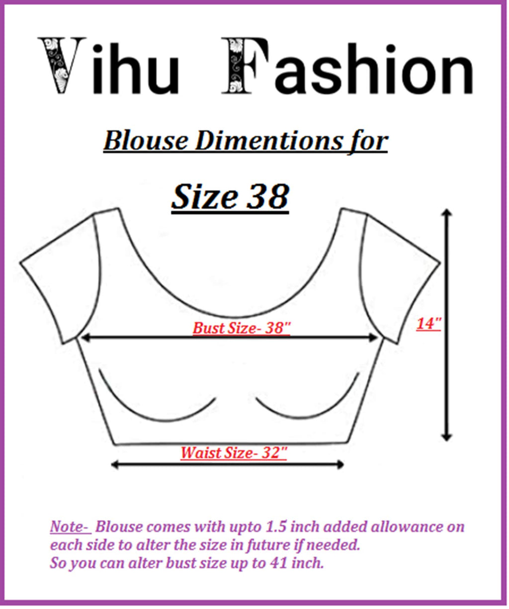 Vihu Fashion Womens Phanotm Silk Floral Sleeveless Saree Blouse