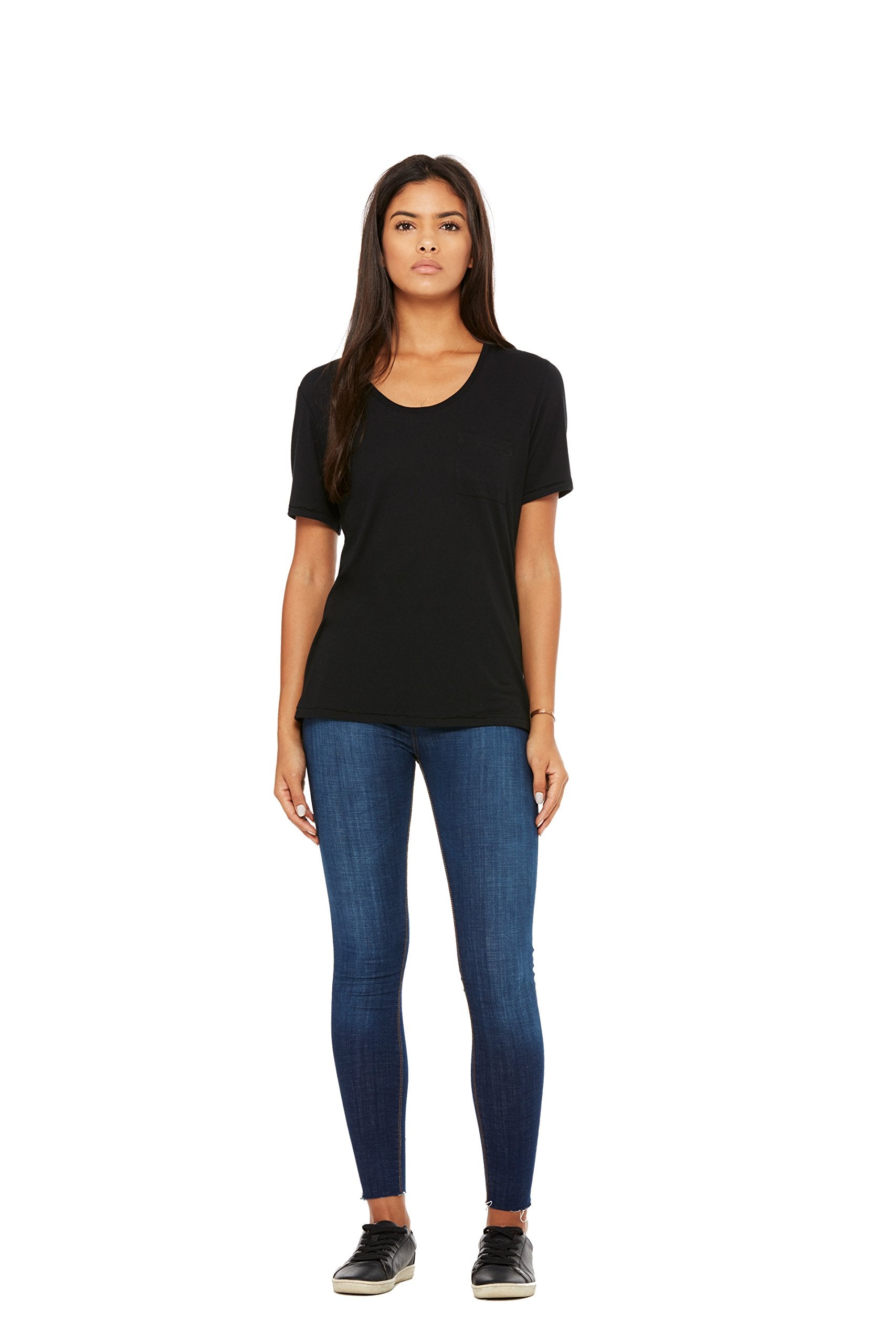 FWD Fashion Ladies Flowy Pocket T-Shirt - BLAcK - S(D0102H7WF8X)