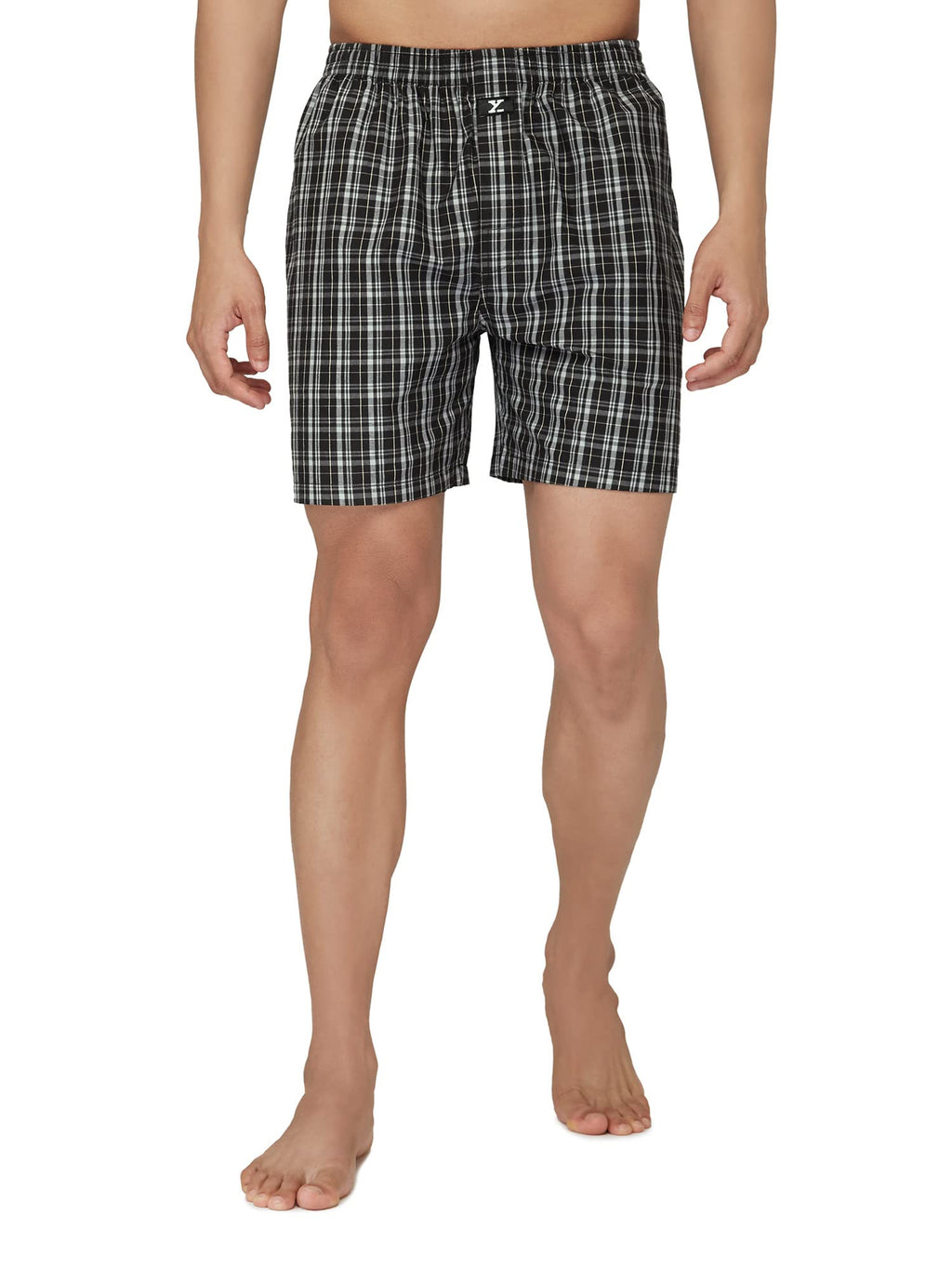 XYXX Mens Super Combed Cotton Checkmate Boxer Shorts Elasticated Waist, Drawstring | Loungewear for Men Pack of 2 (L; Black Che