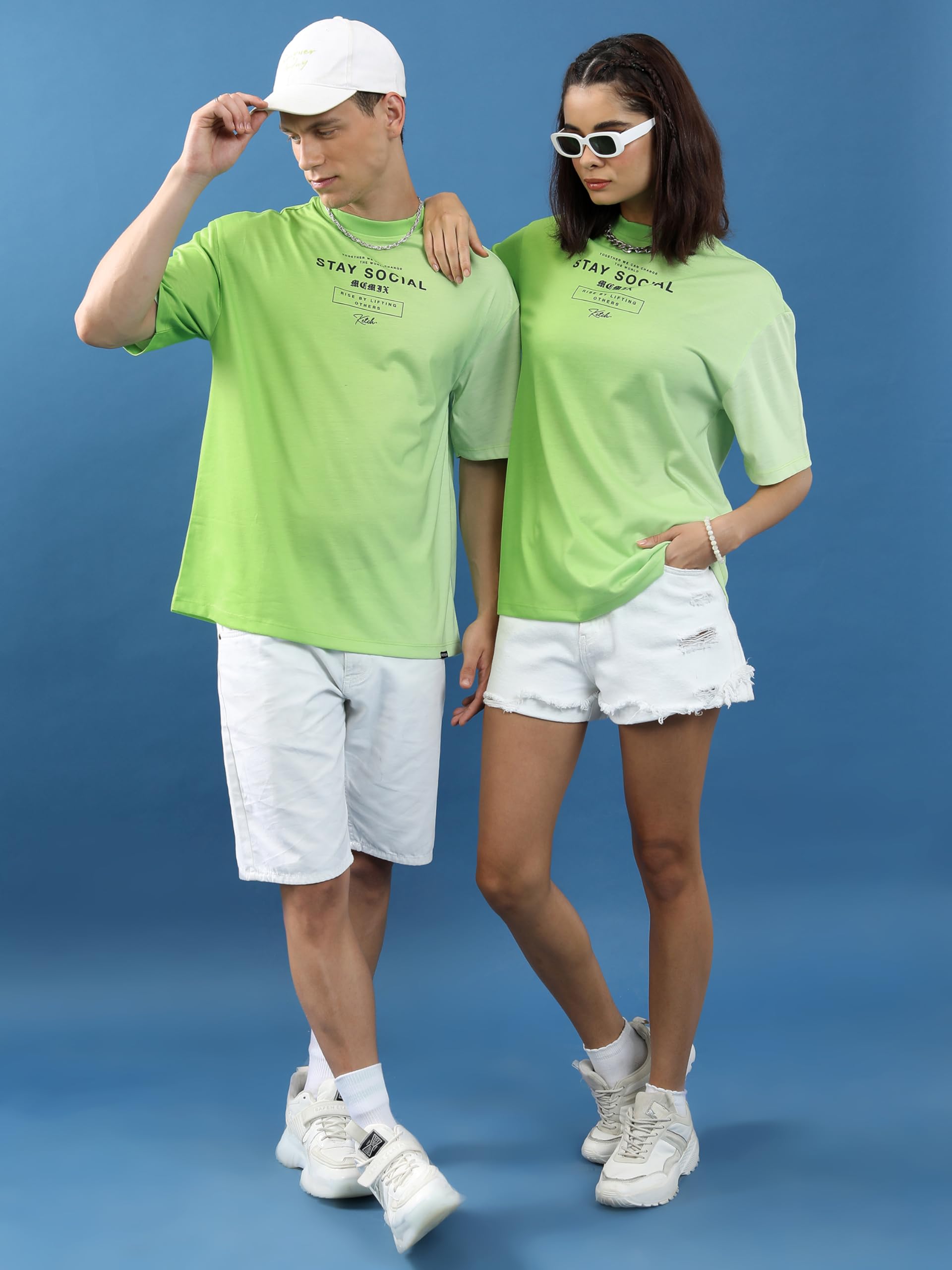 Ketch Unisex Half Sleeve Loose FIT T-Shirt KHTS001062 Lime Green XS