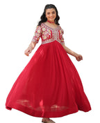 Wedani Georgette Embroidered Zari Sequins-Work Anarkali Kurta Set for Women (in, Alpha, S, Regular, RED)