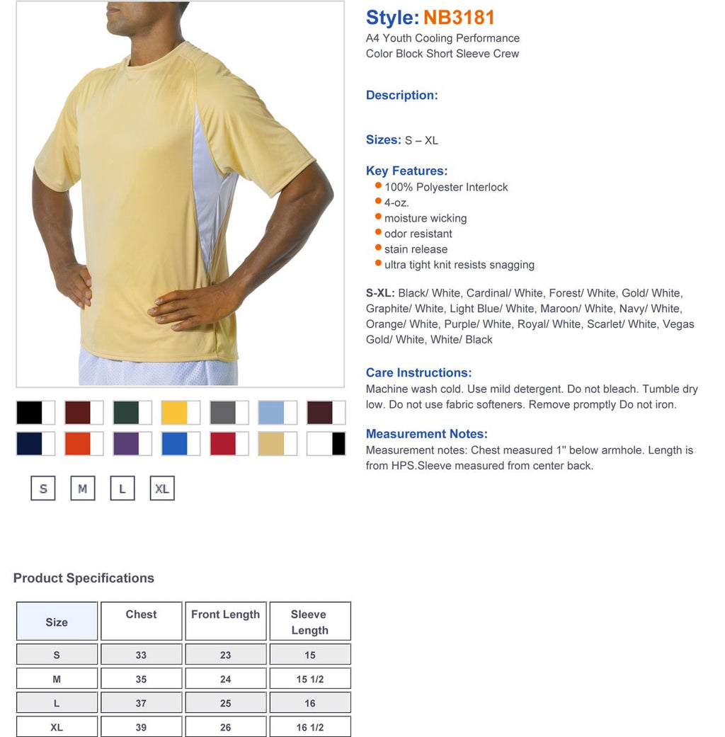 Youth cooling Performance color Blocked T-Shirt - gOLD WHITE - S(D0102H7KSYT)