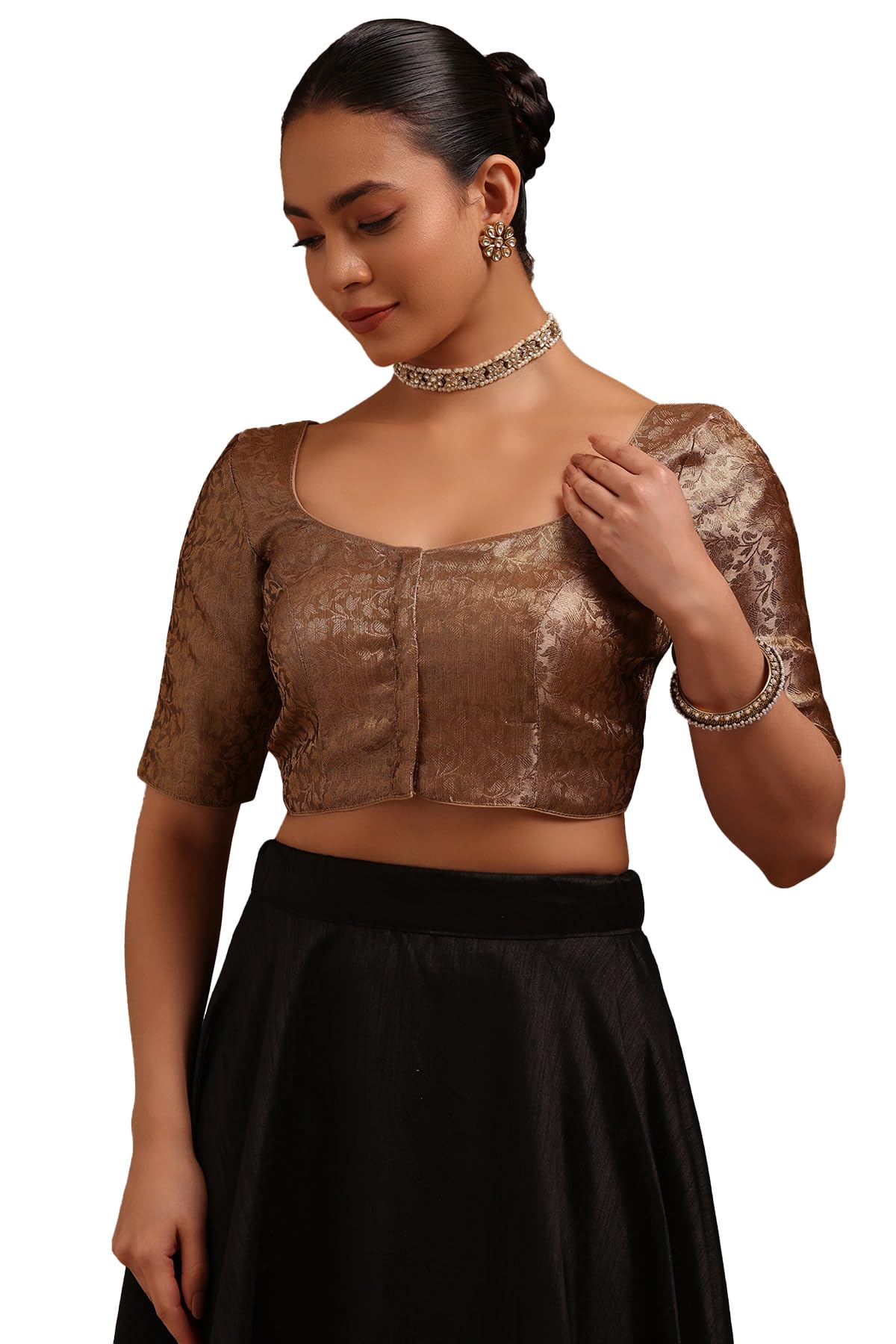 Soch Women Tissue with Zari Woven Padded Blouse