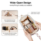 Narwey Large Women Makeup Bag Wide-open Make up Bag Travel Cosmetic Organizer Toiletry Bag for Cosmetics Toiletries Accessories