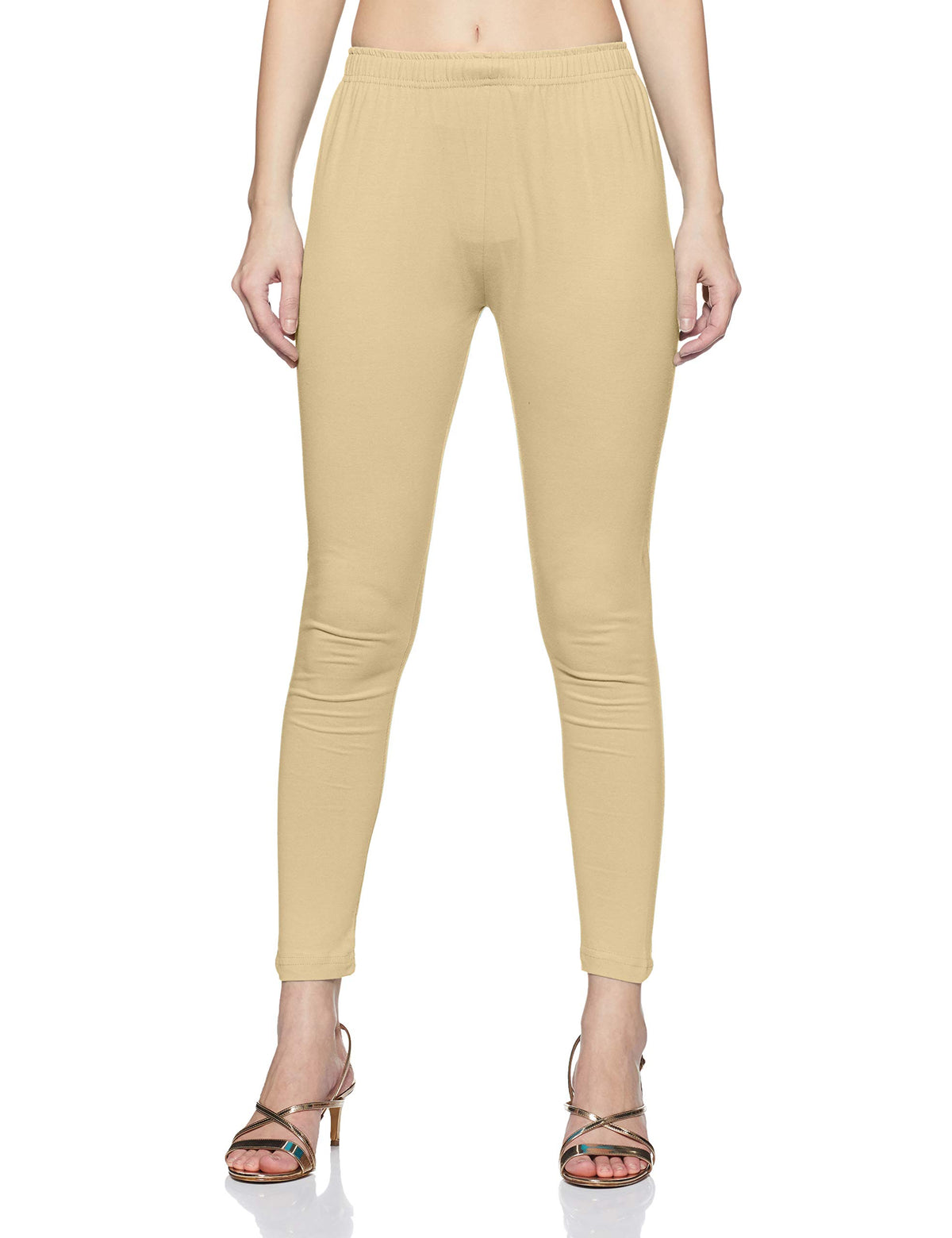 Rangriti WomenS Regular Fit Cotton Leggings (Rmmcore8164_Beige_M_Beige_M)