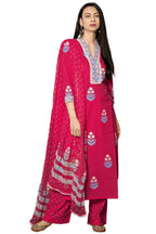 ANNI DESIGNER Womens Rayon Viscose Floral Straight Kurta with Pant & Dupatta (Belagavi Mustard_Pink_Large)
